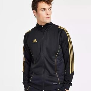 Adidas Men’s Black Track Jacket with Gold Accents Very Good Condition